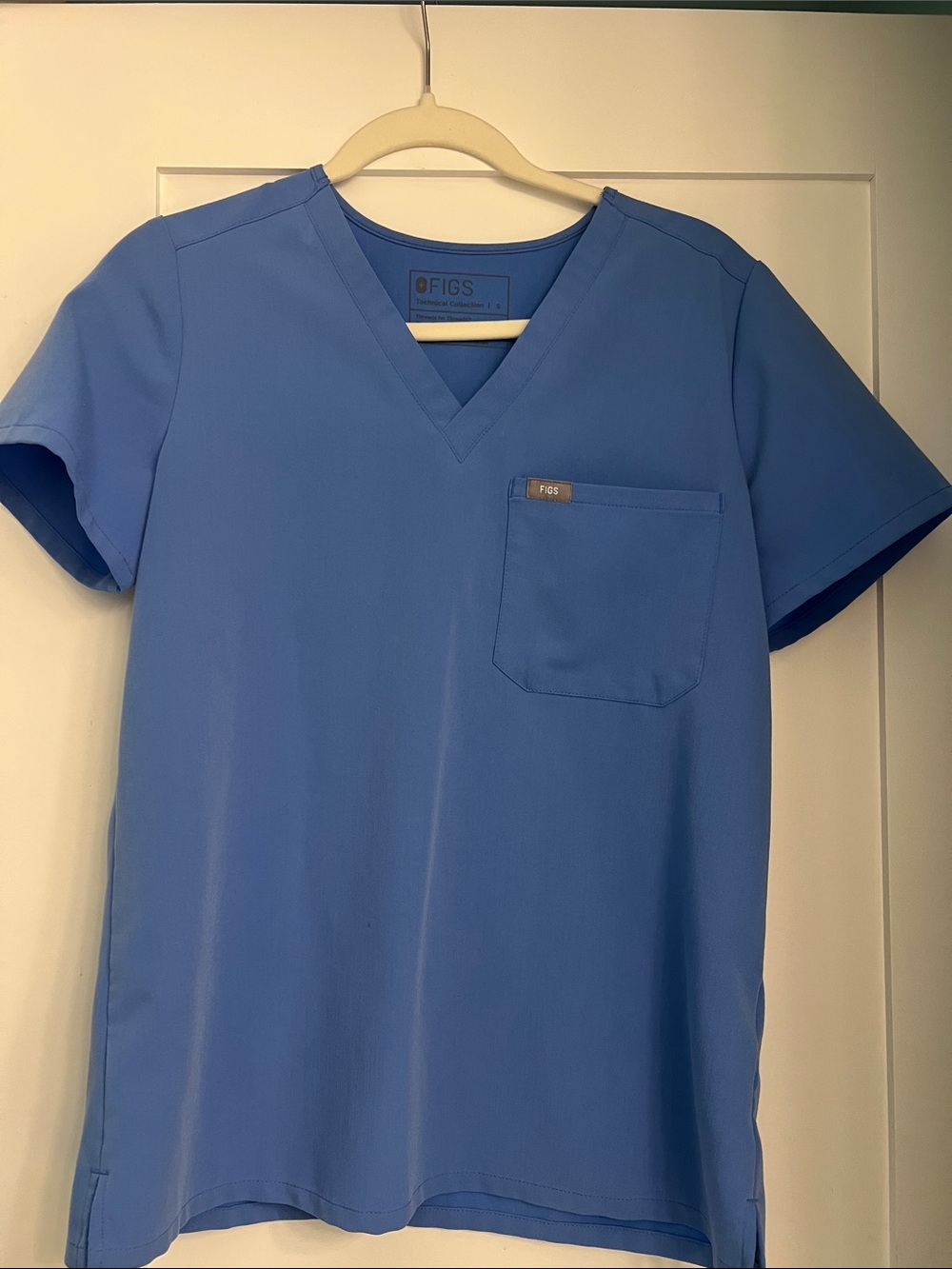 Figs Women's Short-Sleeve V-Neck Scrub Top in light blue
